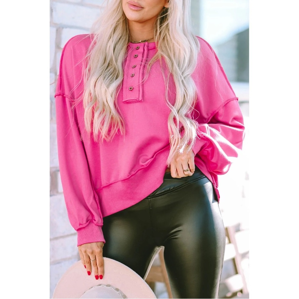 NWT Strawberry Henley Sweatshirt